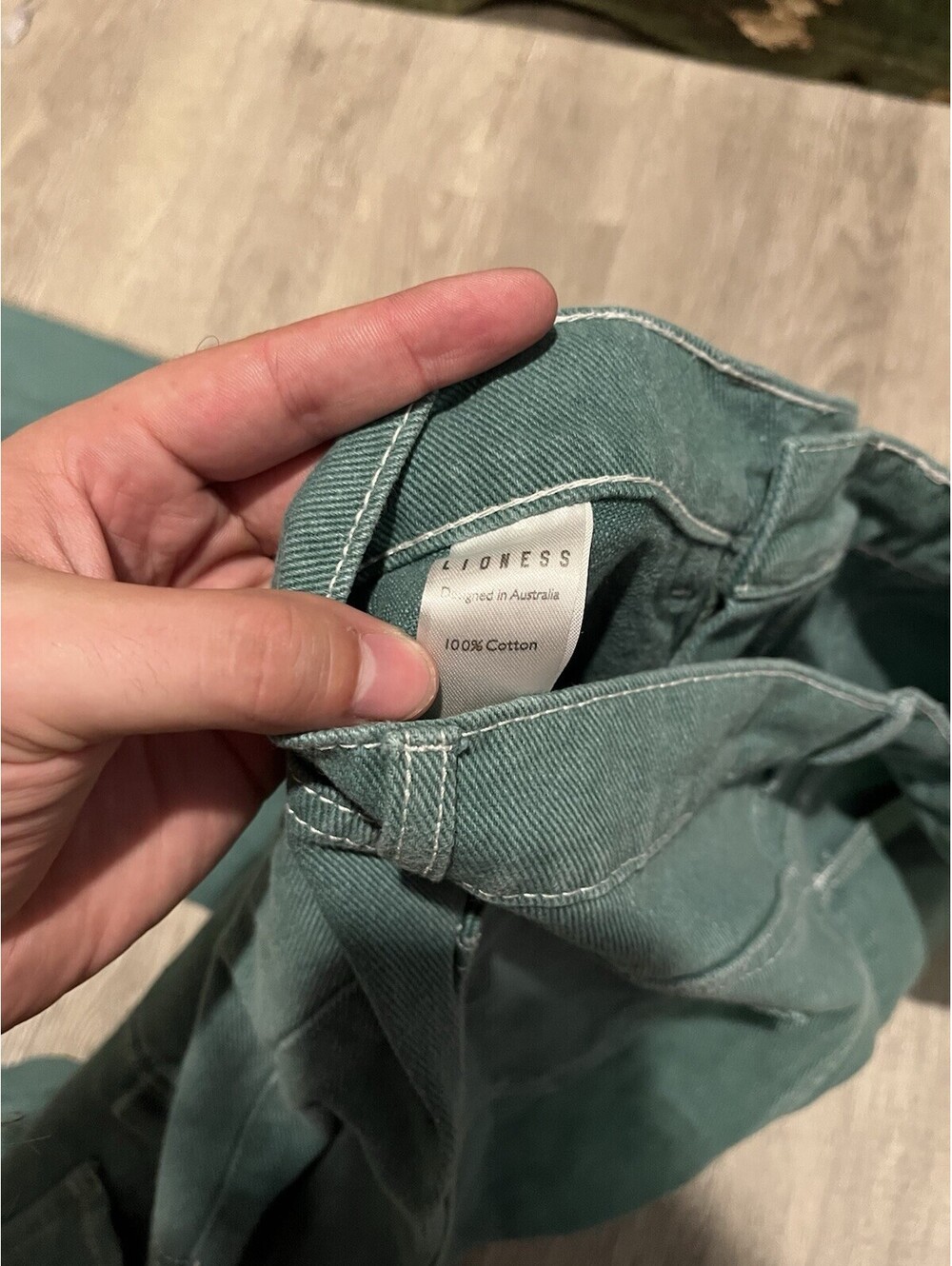 Lioness Miami Vice Wide Leg Cargo Pants Jeans Green Baggy Cargo Sz Small - Picture 5 of 8